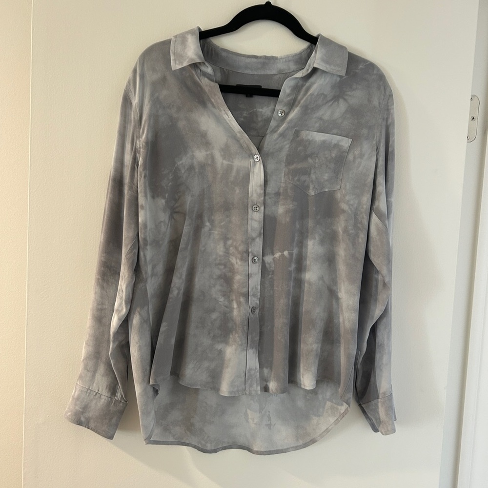 Rails Silk Gray Button-Up Shirt